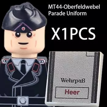 MOC Вторая мировая война Немецкие военные солдаты Фигурки Строительные блоки Офицер Армия Пехота Кепка Карта Напечатанные Плитки Кирпичики Игрушки Подарок для мальчиков