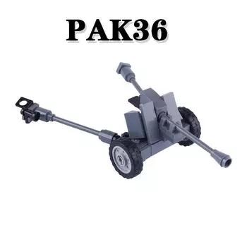 MOC военные WW2 PAK36 пушка солдат строительные блоки фигурки артиллерийское оружие аксессуары армейские детали кирпичи игрушки для детей