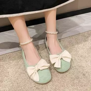 Туфли мокасины Женская обувь Повседневные кроссовки С мелким вырезом Квадратный носок Слипоны Мокасины Летнее платье Бабушка Удобные Новые Сл 35