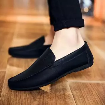 Moccasin Slip-on Men s Leather Shoes New In Male Casual Shoe Soft 2024 New Arrivals Legitimate Cowhide Common Comfortable 39