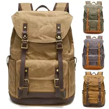 Mochila Hombre Mochilas Черный мужской рюкзак - TravelMen s Bag Брендовая сумка Кожаная двойная плечевая холщовая большая сумка для мужчин Bolsa