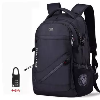 mochila Swiss Мужской рюкзак с защитой от кражи USB для ноутбука, школьные дорожные сумки, водонепроницаемый деловой рюкзак для ноутбука 15,6 17 дюймов для женщин 17inch чёрный