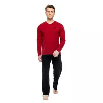 Mod Collection Мужской пижамный комплект из 100% хлопка с длинными рукавами и v-образным вырезом
