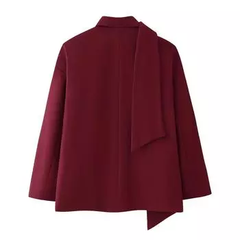 МОДА2024 новая женская одежда ретро свободная повседневная универсальная однобортная с длинными рукавами шерстяная куртка в стиле шарфа Одежда S