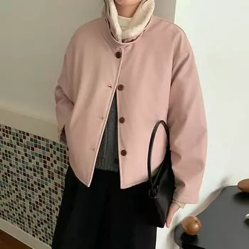 МОДА2024 осень и зима новая меховая интегрированная куртка женская корейская версия короткая маленькая плюшевая куртка Одежда one size fits all чёрный