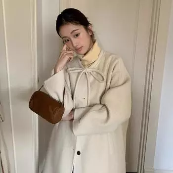 МОДА2024 Зимнее новое кашемировое пальто женское высококачественное длинное двухстороннее шерстяное пальто куртка женская одежда One size розовый