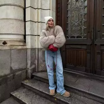 МОДА2024 зимняя новая женская стильная универсальная куртка с меховым эффектом Одежда XS хаки