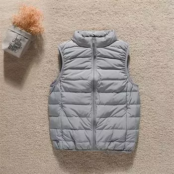 МОДА90% Белый утиный пух бесшовный жилет легкий короткий жилет женский легкий жилет без рукавов модная одежда S белый