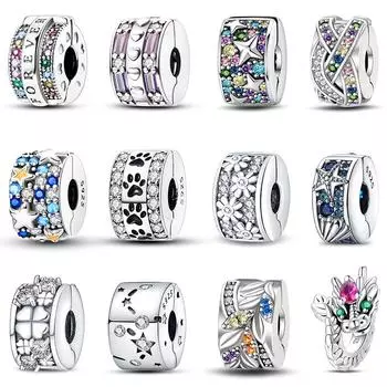 Мода 100% стерлингового серебра 925 пробы красочные циркониевые звезды луна разделитель шармы бусины подходят оригинальный браслет изысканные DIY ювелирные изделия