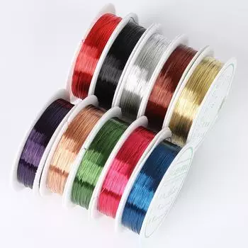 Мода 10 м/рулон * 10 рулонов 0,3 мм случайная смешанная медная нить, веревка, ожерелье, шнур для изготовления ювелирных изделий своими руками 0.3mm 10M/roll