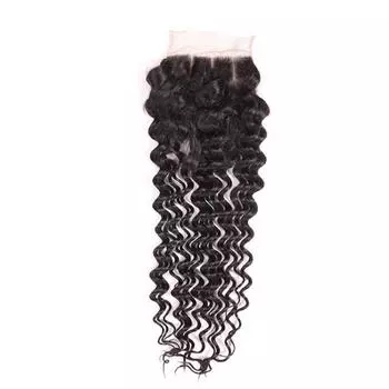 Мода 10А 100% человеческие волосы 4*4 кружева глубокие волны человеческие волосы 8 inches естественный/чёрный