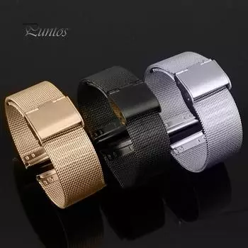 Мода 18 мм - 24 мм нержавеющая сталь часы 0,4 мм проволочная сетка ремешок для часов на талии 20 mm серебряный