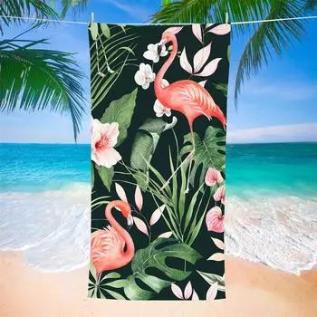 МОДА 1 шт. пляжное полотенце из микрофибры с фламинго пальмовым листом впитывающее полотенце для плавания легкое полотенце для бассейна и кемпинга идеально подходит для мужчин и женщин 48x99cm