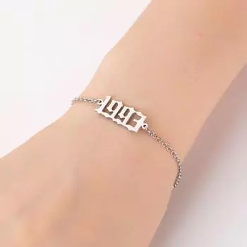 Мода 1шт персонализированный год номер ювелирные изделия женщины с 1980 по 2000 мода специальные даты браслеты 1994 серебряный