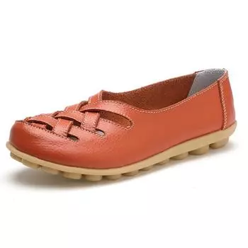 Мода 2017 года. Модные повседневные туфли из натуральной кожи. Женские сандалии. Летняя обувь. Плоские туфли с выемкой. 4.5 бежевый