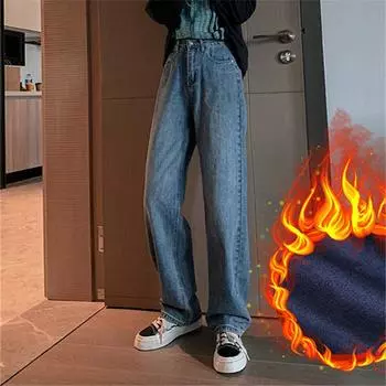 Мода 2022 года, повседневные прямые джинсы для женщин, джинсовые брюки в корейском стиле с высокой талией, мешковатые брюки, удобные брюки XS синий