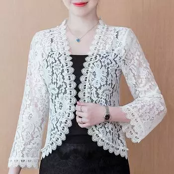 Мода 2023 г., летний новый кружевной кардиган с бисером, короткая куртка, женское пальто J138 S белый