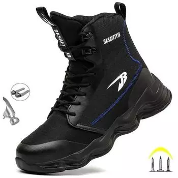 Мода 2023 года. Высококачественные рабочие ботинки. Роскошная защитная обувь. Мужская устойчивая к проколам рабочая обувь. Кроссовки. Неразрушимая обувь со стальным носком. 38 чёрный