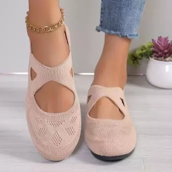 Мода 2024 года, эластичные трикотажные туфли на плоской подошве для женщин, летние дышащие мягкие мокасины для женщин, легкие повседневные туфли без застежек, мокасины для мам 36 чёрный