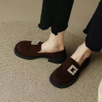 Мода 2024 года, брендовые женские туфли, лоферы, женские туфли на высоком каблуке, модные повседневные туфли-лодочки со стразами, женская горячая распродажа, туфли-лодочки для женщин Zapatos 35 чёрный