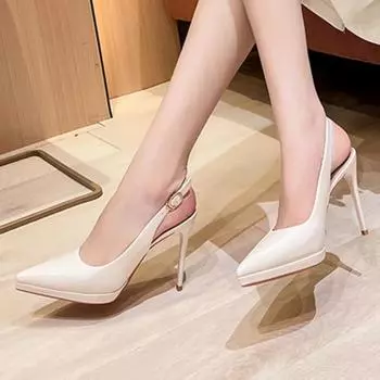 Мода 2024 года. Брендовые женские туфли с пряжкой из одного слова. Женские туфли-лодочки. Весенние туфли с острым носком. Однотонные модные туфли с неглубоким носком. Высококачественные туфли на высоком каблуке. 34 чёрный