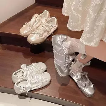 Мода 2024 года. Дизайнерские женские туфли Мэри Джейн. Модные туфли с неглубокой бабочкой. Женские удобные нескользящие туфли для ходьбы. 35 бежевый