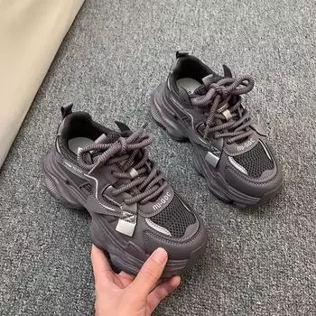 Мода 2024 года, горячая распродажа, легкие нескользящие туфли для женщин, новые осенние туфли для активного отдыха на открытом воздухе из однотонной вулканизированной кожи для женщин, Zapatillas De Mujer 35 серый