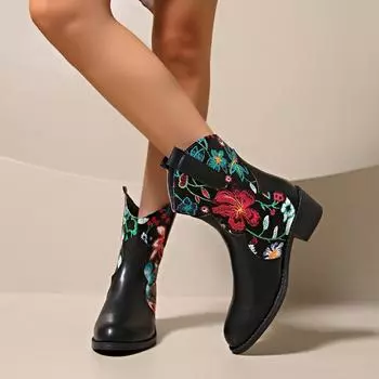 Мода 2024 года, горячая распродажа, женская обувь, женские сапоги с боковой молнией, модные современные сапоги больших размеров, женские новые сапоги до середины икры с круглым носком и кристаллами 35