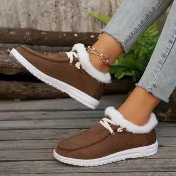 Мода 2024 года, горячая распродажа женской обуви, женские туфли на шнуровке, модные туфли на плоской подошве больших размеров, повседневные туфли на плоской подошве для женщин, новые короткие плюшевые туфли на плоской подошве, сохраняющие тепло, на низком