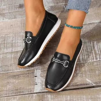 Мода 2024 года, хит продаж, женская обувь без застежек, женские туфли на плоской подошве, осенние туфли с круглым носком, металлическими украшениями, разноцветные повседневные мокасины с мягкой подошвой 35 бежевый