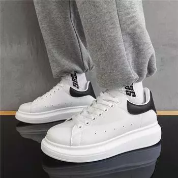 Мода 2024 года, классические белые туфли для мужчин, летние дышащие мужские кроссовки на платформе, уличная одежда, повседневные кроссовки для ходьбы, мужская дизайнерская обувь 39
