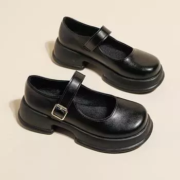 мода 2024 года, круглый носок, модные женские туфли в британском стиле, ретро, неглубокий носок, универсальные женские одинарные туфли 35