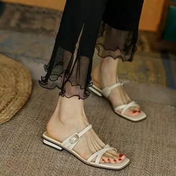 Мода 2024 года, летние модные босоножки для женщин на низком каблуке, элегантные туфли с открытым носком и пяткой для женщин, нескользящие босоножки на мягкой подошве 35 хаки