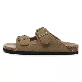 Мода 2024 года, лето, мужские тапочки-сабо, высококачественные классические сандалии с двумя пряжками из пробки, обувь для мужчин и женщин, унисекс 35-46 35 абрикосовый