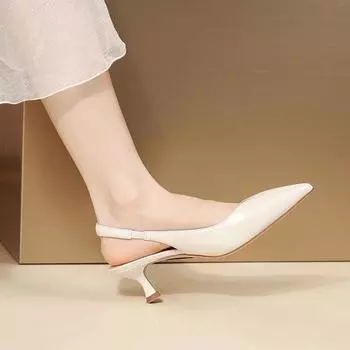 Мода 2024 года, лето, новые дизайнерские туфли на среднем каблуке для женщин, однотонные, модные, повседневные, сексуальные, на тонком каблуке, босоножки для женщин 35
