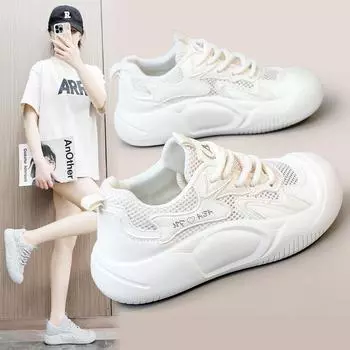 Мода 2024 года, лето, новые популярные женские модные повседневные спортивные туфли, дышащая и удобная сетчатая повседневная спортивная обувь 35 чёрный