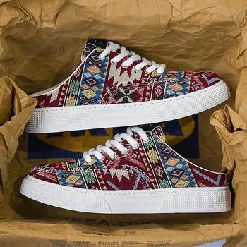 Мода 2024 года, лето, парусиновые полуботинки без застежек для мужчин, тапочки, мужская повседневная обувь, удобные дышащие сандалии на платформе, Erkek Ayakkab 39