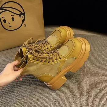 Мода 2024 года, лидер продаж, винтажные высокие сапоги на толстом каблуке для женщин, осень и зима, новый тренд, модный микс, ботильоны на среднем каблуке 35 чёрный