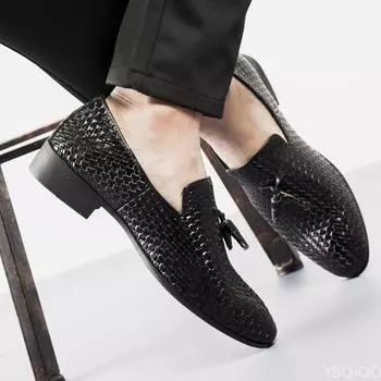 мода 2024 года, мода, осень, новинка, Net Celebrity, хит продаж, универсальная, атмосферная, плетеная кожаная обувь для мужчин 38 синий