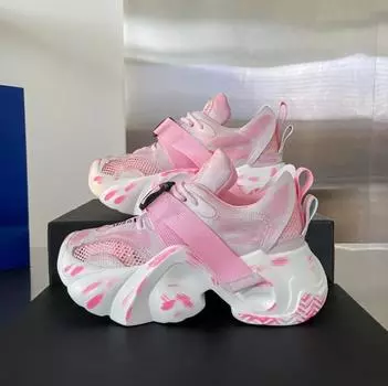 Мода 2024 года, мода весна-осень, новые женские массивные кроссовки, модная мягкая платформа, повседневная обувь с граффити, классические туфли для девочек 35 розовый
