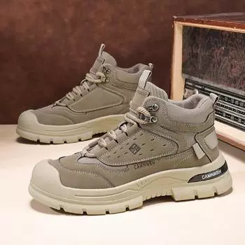 Мода 2024 года, модная британская рабочая обувь для мужчин, осенняя универсальная толстая подошва, нескользящая спортивная трендовая повседневная обувь, мужской теннис 39 серый