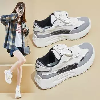 Мода 2024 года. Модная и универсальная женская спортивная обувь. Белая толстая подошва. Женская спортивная обувь. Повседневная женская спортивная обувь. 35