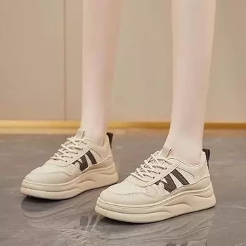 Мода 2024 года, модная осень, новые женские удобные нескользящие легкие повседневные спортивные туфли 35 бежевый