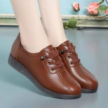 Мода 2024 года, модная весенняя женская обувь, мягкие кожаные лоферы, повседневная обувь, мягкие, удобные, дышащие, универсальные, нескользящие, плоские туфли 35(Foot22.5cm)