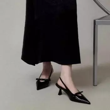 мода 2024 года Модная женская обувь Базовые женские туфли на высоком каблуке Модные туфли с пряжкой на ремне Офисные и карьерные сексуальные туфли с острым носком Женские туфли на каблуке Zapatos 35 чёрный