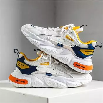 Мода 2024 года. Модные и удобные сетчатые дышащие кроссовки с подошвой. Летняя горячая распродажа. Мужская повседневная обувь. Толстая подошва. Дышащие кроссовки. 39 синий