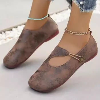 Мода 2024 года. Модные и универсальные женские туфли на плоской подошве. Удобные туфли с круглым носком и неглубоким вырезом. Женская обувь на весну и осень. 36 синий