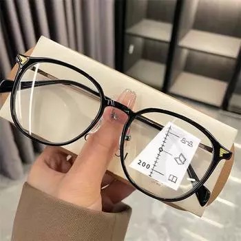 Мода 2024 года, модные очки для чтения в круглой оправе для мужчин и женщин, блокирующие синий свет, прогрессивные мультифокальные очки, очки для дальнего зрения в стиле ретро 1.5 серый