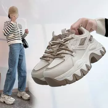 Мода 2024 года, модные повседневные кроссовки на платформе для женщин, весна-осень, новые дизайнерские спортивные туфли для женщин, цветовое сочетание Zapatillas Mujer 35 чёрный