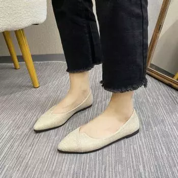 Мода 2024 года, модные туфли-лоферы без застежек, дышащие эластичные балетки на плоской подошве, женские туфли-лодочки с острым носком, мягкий каблук, размер плюс 43 35 синий